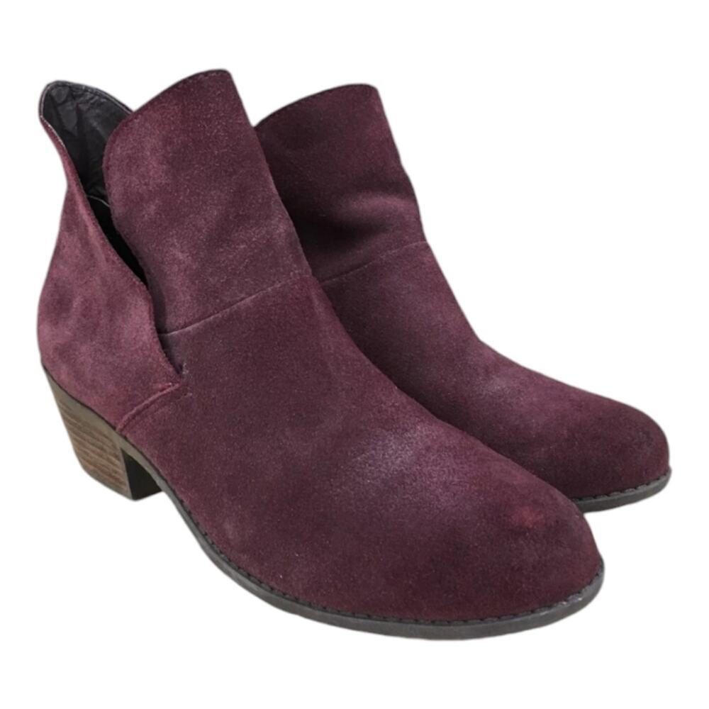 Me Too Boots Womens Zeus Ankle‎ Booties Block Heels Red Leather Pull On 8 M